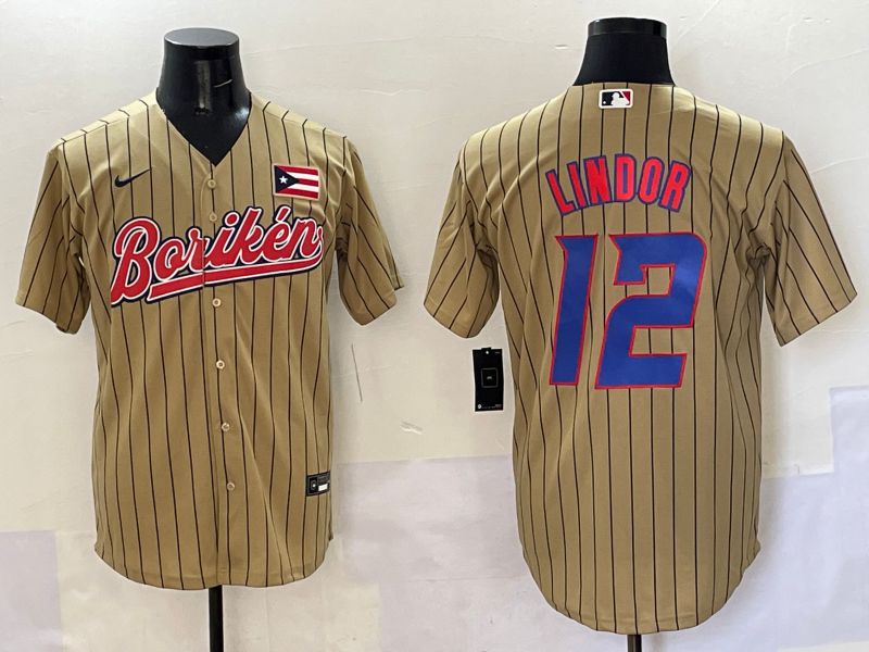 Men Puerto Rico #12 Lindor Brown Stripe Joint Name 2025 Nike MLB Jersey style 10